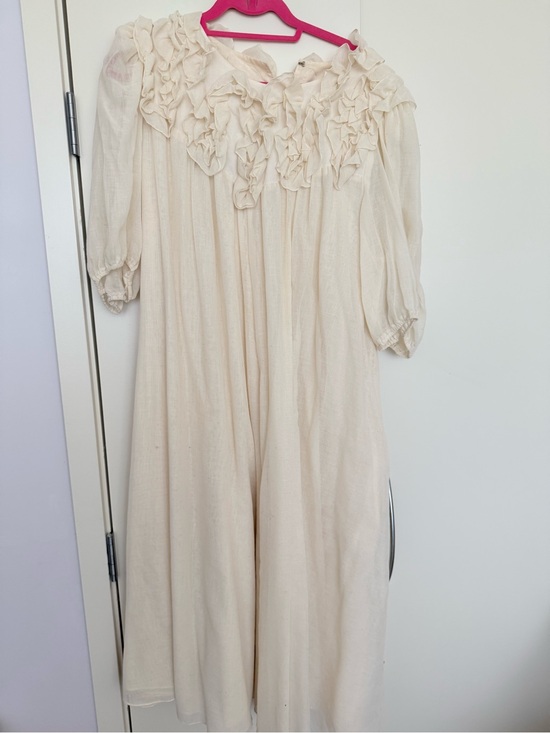 Vintage Dresses & Skirts - Vintage Edith Flagg Sheer High Neck Cotton blend Balloon Midi Dress EUC M/L